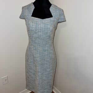 GRACE KARIN Women's Grey Patterned V-Neck Cap Sleeve Knee-Length Pencil Dress